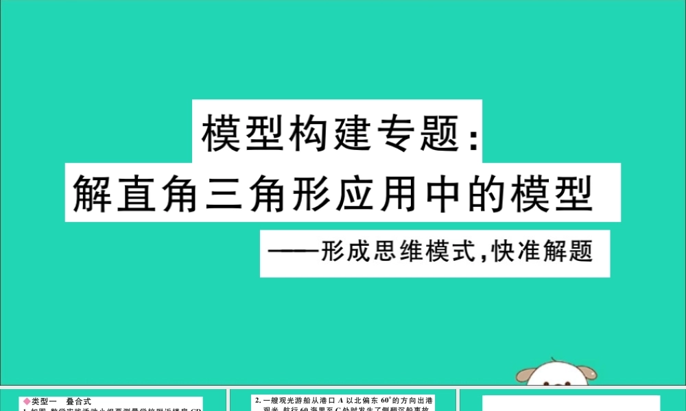 (通用)九年级数学下册 模型构建专题 解直角三角形应用中的模型习题讲评课件 (新版)新人教版 课件