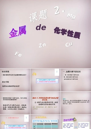 九年级化学下册 第八单元 课题2 金属的化学性质课件1 新人教版 课件