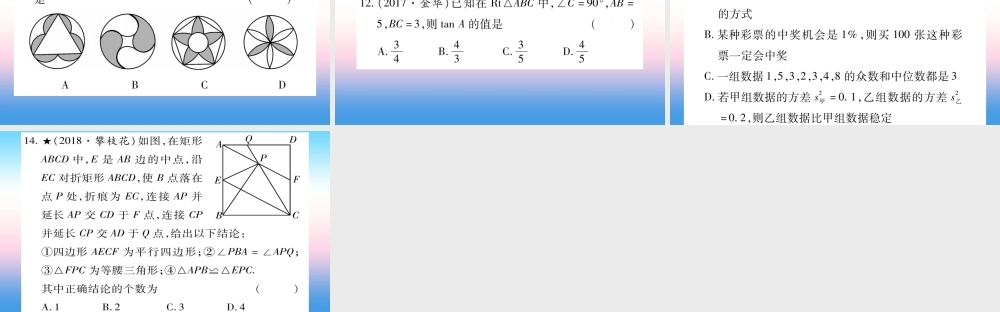 (云南专用)中考数学总复习 选填题题组练一课件