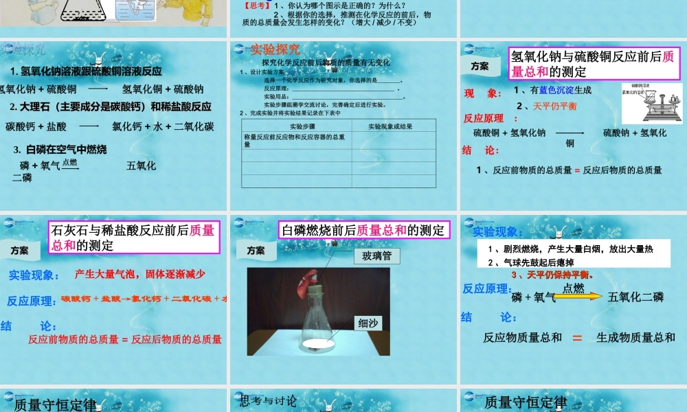 九年级化学上册 第五单元 第一节 化学反应中的质量守恒课件2 (新版)鲁教版 课件