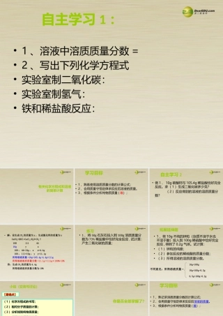 九年级化学上册 有关化学方程式和溶液的简单计算课件 新人教版 课件