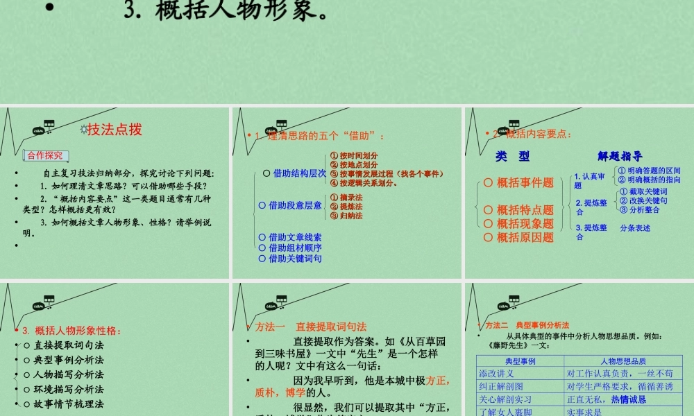 中考语文 考点技法点拨 记叙文与文学作品阅读 第6课时课件