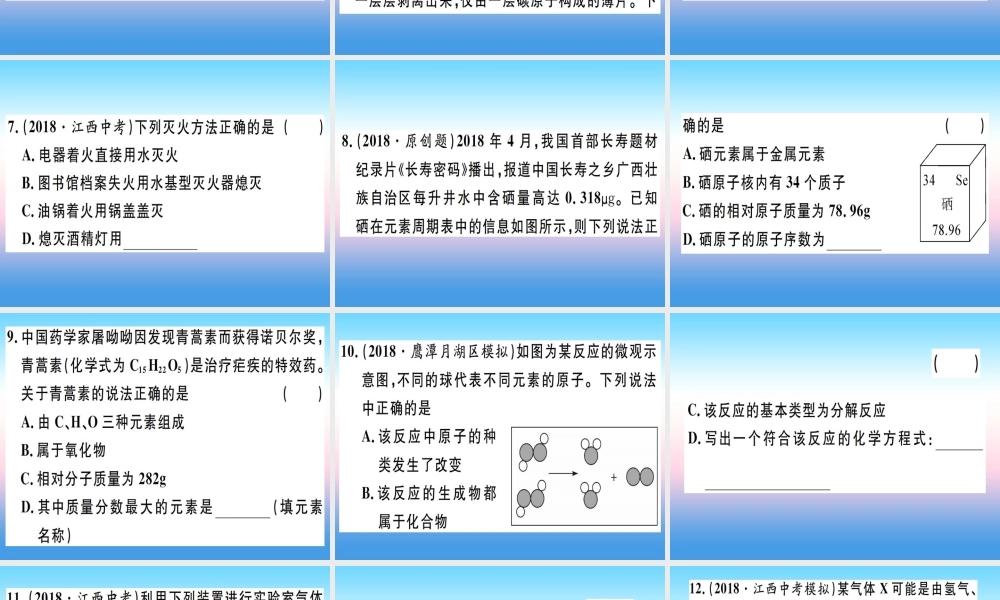 九年级化学下册 特色题型专练篇 题型一 选择填充题习题课件 (新版)新人教版 课件