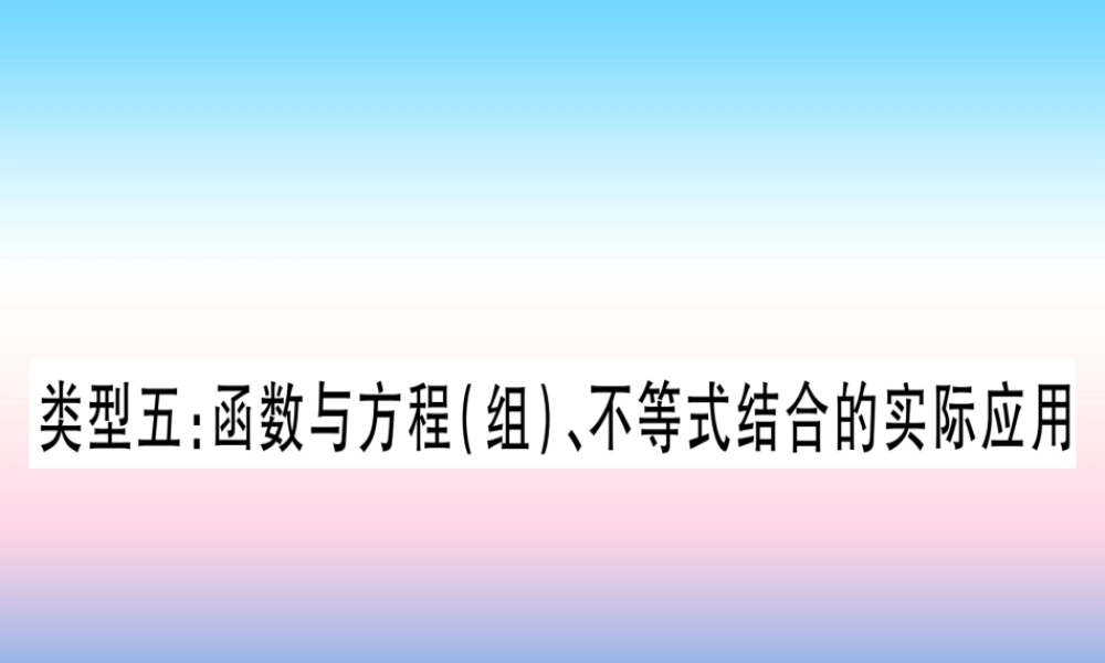 (湖北专版)中考数学总复习 第2轮 中档题突破 专项突破3 实际应用与方案设计 类型5 函数与方程(组)、不等式结合的实际应用习题课件