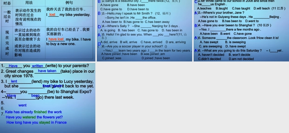 中考英语总复习 现在完成时态课件