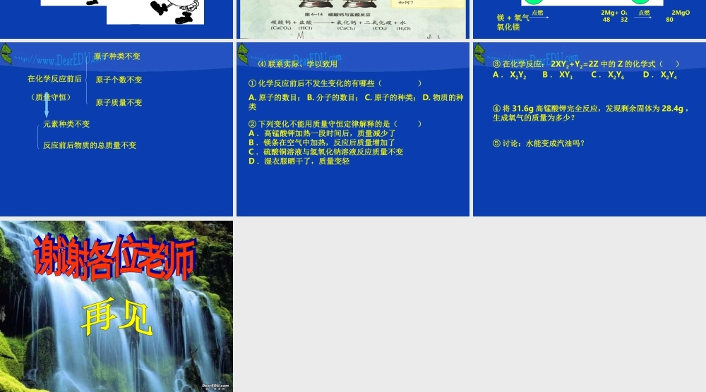 九年级化学质量守恒定律说课课件