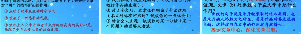 中考语文专题复习 小说阅读鉴赏课件 人教新课标版 课件