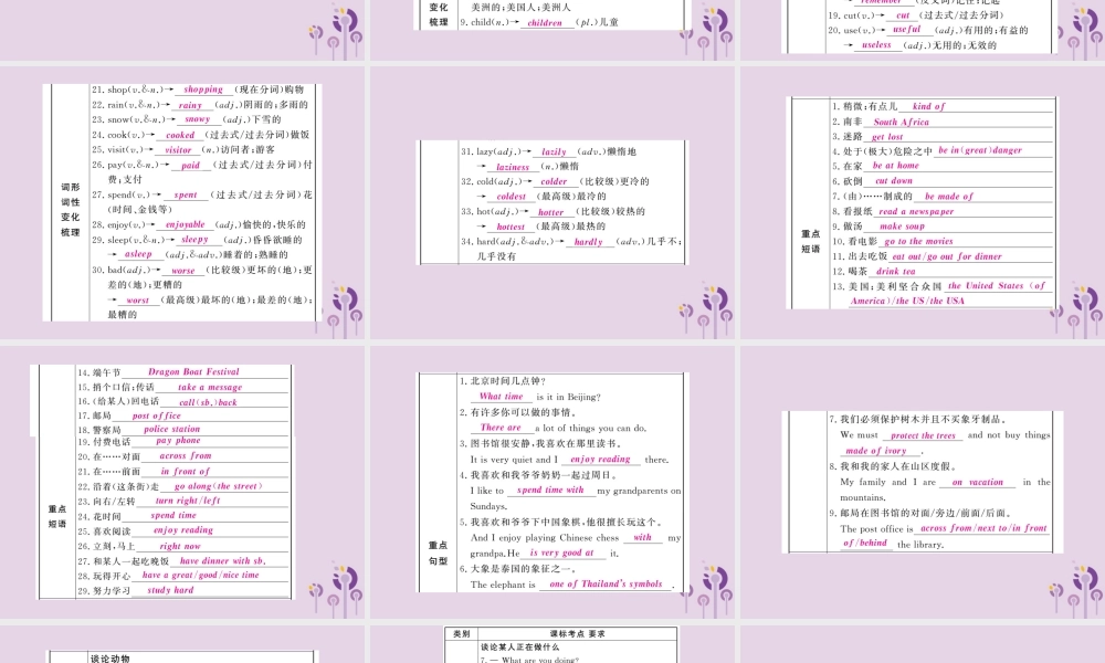 中考英语复习 第一篇 教材过关 七下 第4课时 Units 5 8课件