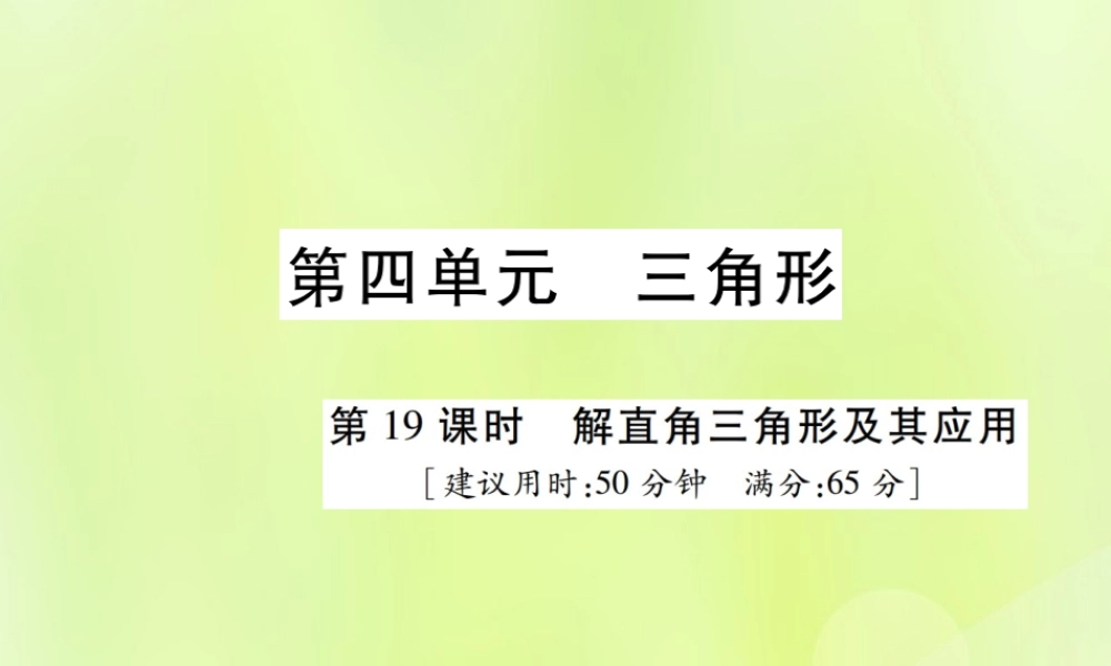中考数学总复习 第四单元 三角形 第19课时 解直角三角形及其应用(高效集训本)课件