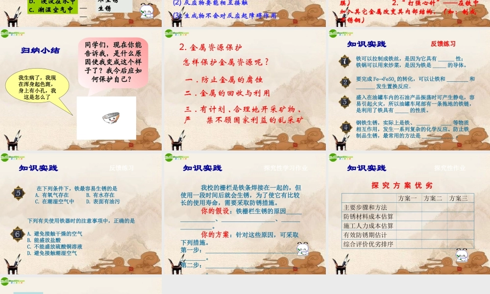 九年级化学下册(金属资源的利用和保护)(一)课件 人教新课标版 课件