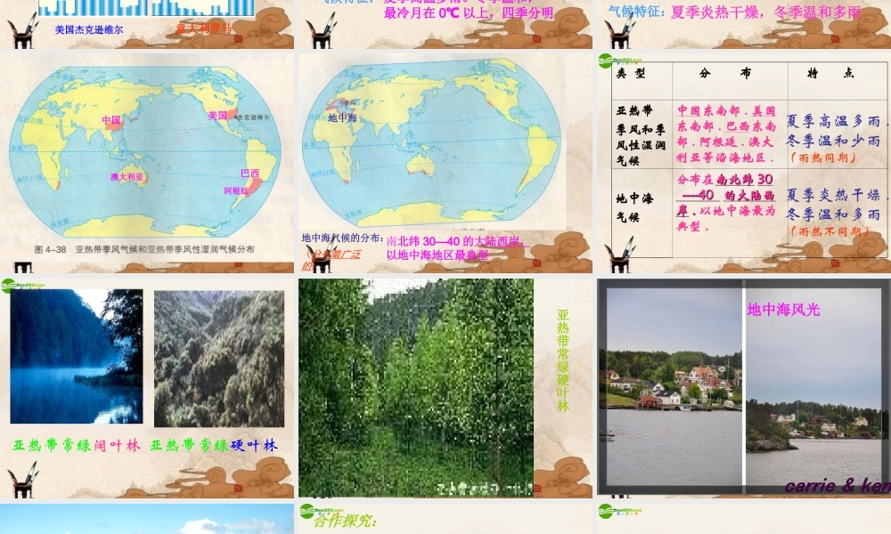 七年级地理上册 第四章第四节亚热带气候课件 湘教版 课件