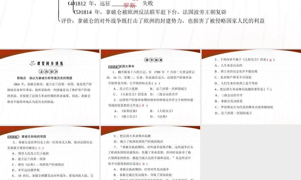 九年级历史上册 第四单元 第13课 法国大革命和拿破仑帝国 配套课件 人教新课标版 课件