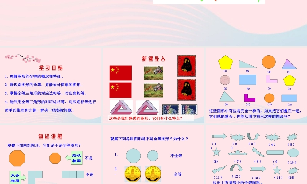 七年级数学上册 第一章 三角形 2图形的全等课件 鲁教版五四制 课件