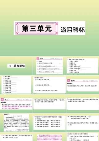 (河南专版)九年级语文上册 第三单元 10 岳阳楼记作业课件 新人教版 课件
