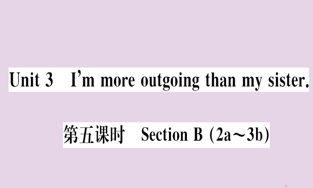 (通用版)八年级英语上册 Unit 3 I m more outgoing than my sister(第5课时)习题课件 (新版)人教新目标版 课件