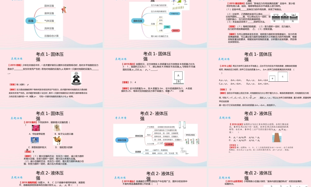 中考物理二轮满分冲刺重难点 10 压强课件