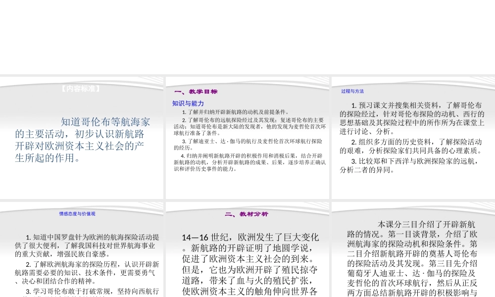 九年级历史 第2课探险者的梦想讲义课件 北师大版 课件