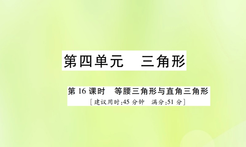中考数学总复习 第四单元 三角形 第16课时 等腰三角形与直角三角形(高效集训本)课件