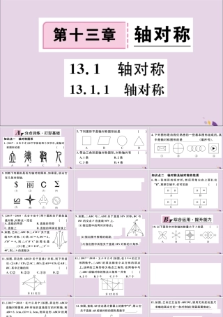 (通用)秋八年级数学上册 13.1 轴对称 13.1.1 轴对称习题讲评课件 (新版)新人教版 课件
