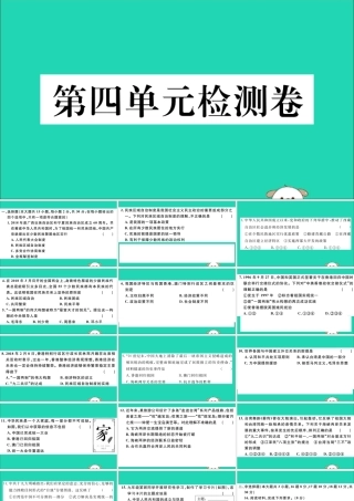 (玉林专版)八年级历史下册 第四单元 民族团结与祖国统一检测卷习题课件 新人教版 课件