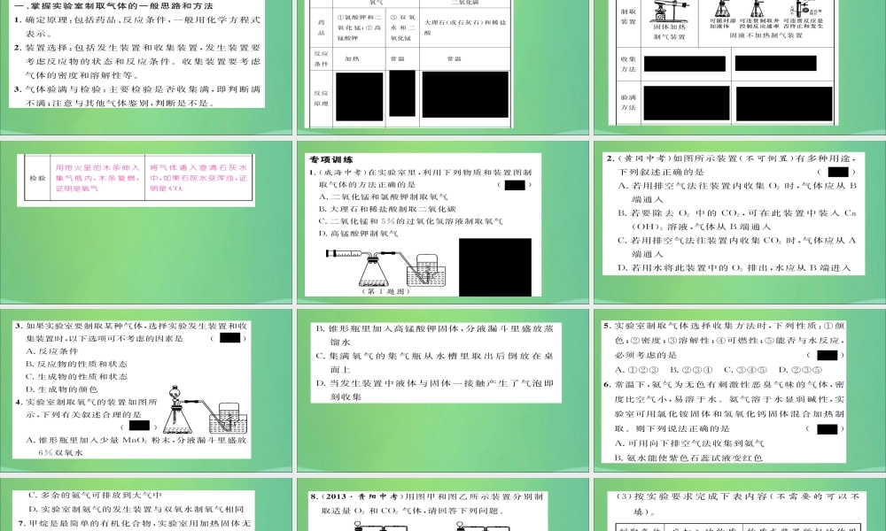 九年级化学上册 专题2 常见气体的制取课件 (新版)新人教版 课件