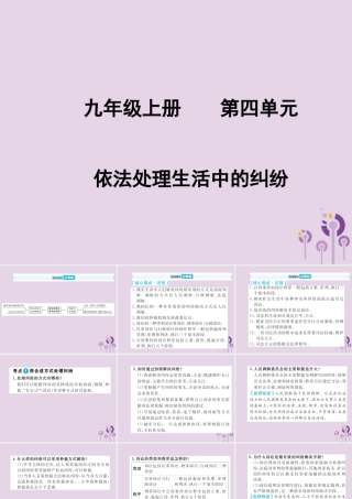 中考道德与法治总复习 九上 第四单元 依法处理生活中的纠纷课件