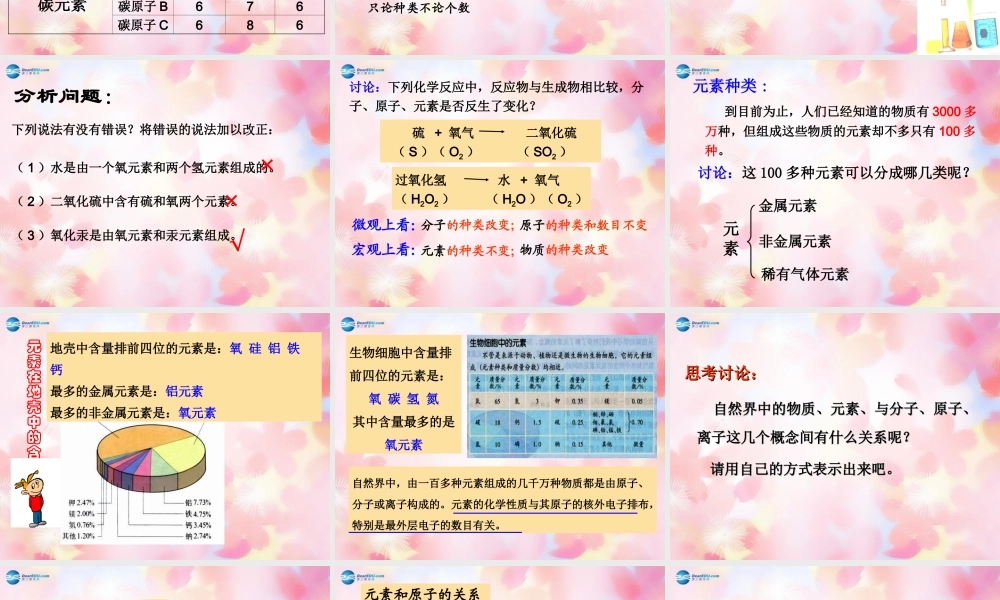 九年级化学上册 第三单元 课题3 元素(第1课时)课件 (新版)新人教版 课件