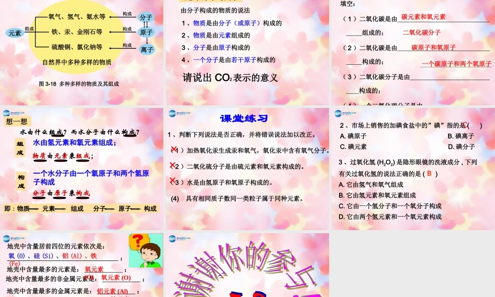 九年级化学上册 第三单元 课题3 元素(第1课时)课件 (新版)新人教版 课件