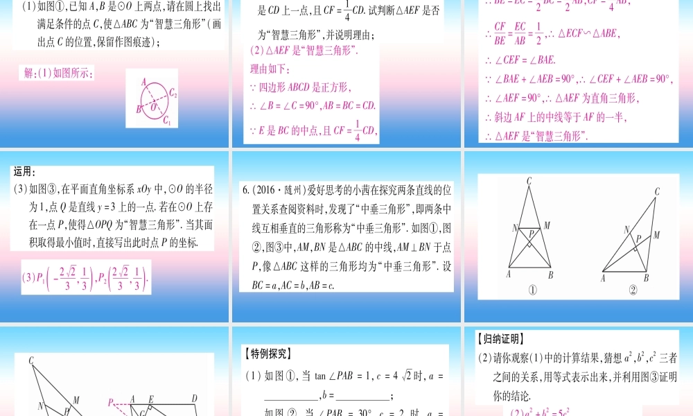 (湖北专版)中考数学总复习 第3轮 压轴题突破 解答题压轴题突破 重难点突破3 几何类比探究题 类型2 新定义问题习题课件