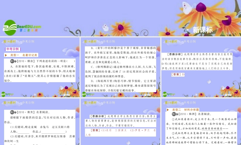 中考语文复习方案 (文学常识与名句阅读)课件 人教新课标版 课件