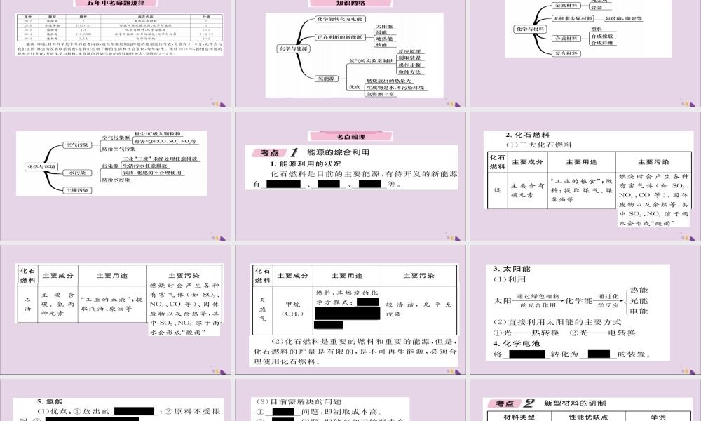 (遵义专版)中考化学总复习 第1编 教材知识梳理篇 第9章 化学与社会发展(精讲)课件