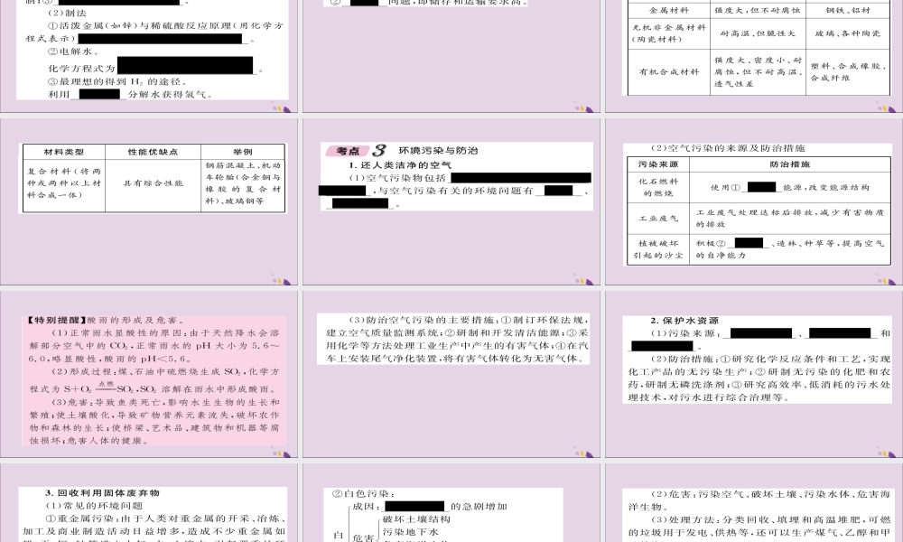 (遵义专版)中考化学总复习 第1编 教材知识梳理篇 第9章 化学与社会发展(精讲)课件