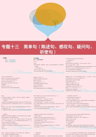 (河南专用)版中考英语 语法过关 专题十三 简单句(陈述句、感叹句、疑问句、祈使句)课件 人教新目标版 课件