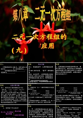 8.3 二元一次方程组的应用(7) 广东省七年级数学(第八章 二元一次方程组)(二元一次方程组的应用)全套课件