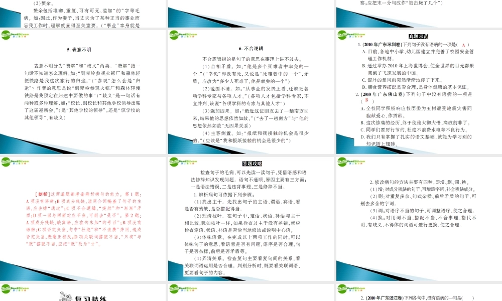 中考语文 第一部分 第二章 语言综合运用 第二节考点详解精练(4) 配套课件 人教新课标版 课件