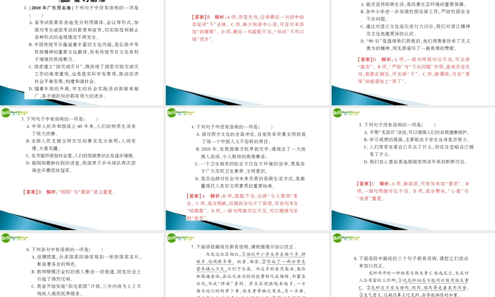 中考语文 第一部分 第二章 语言综合运用 第二节考点详解精练(4) 配套课件 人教新课标版 课件