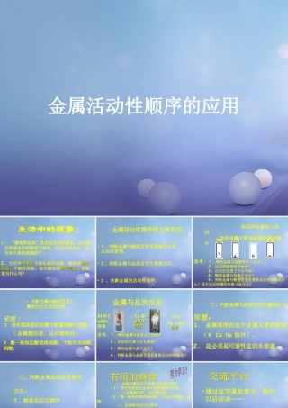 九年级化学下册 62 金属的化学性质 金属活动性顺序的应用素材1 (新版)粤教版 素材