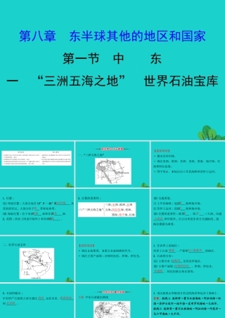 七年级地理下册 第八章 第一节 中东(一三洲五海之地 世界石油宝库)习题课件(新版)新人教版 课件