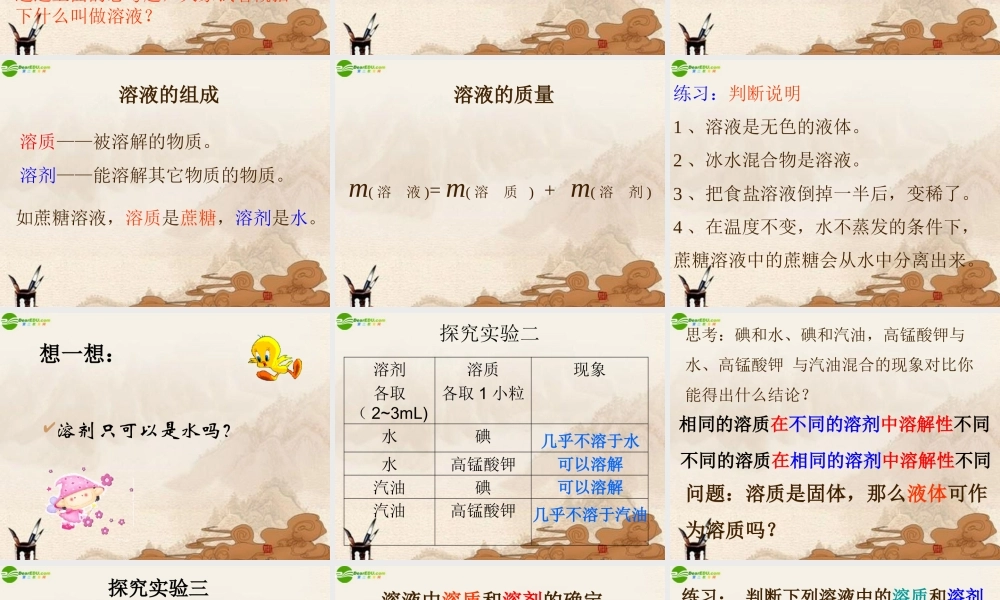 九年级化学下册 溶液的形成(第1课时)课件 人教新课标版 课件