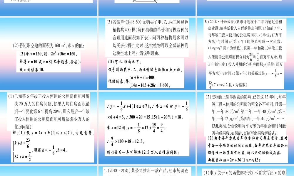 (甘肃专用)中考数学 第二轮 中档题突破 专项突破2 二次函数的利润最值作业课件