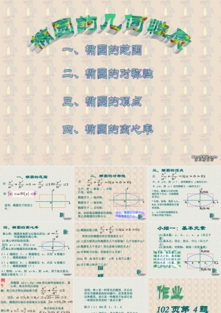 8.2椭圆的几何性质 高二数学圆锥曲线ppt课件集一 人教版 高二数学圆锥曲线ppt课件集一 人教版