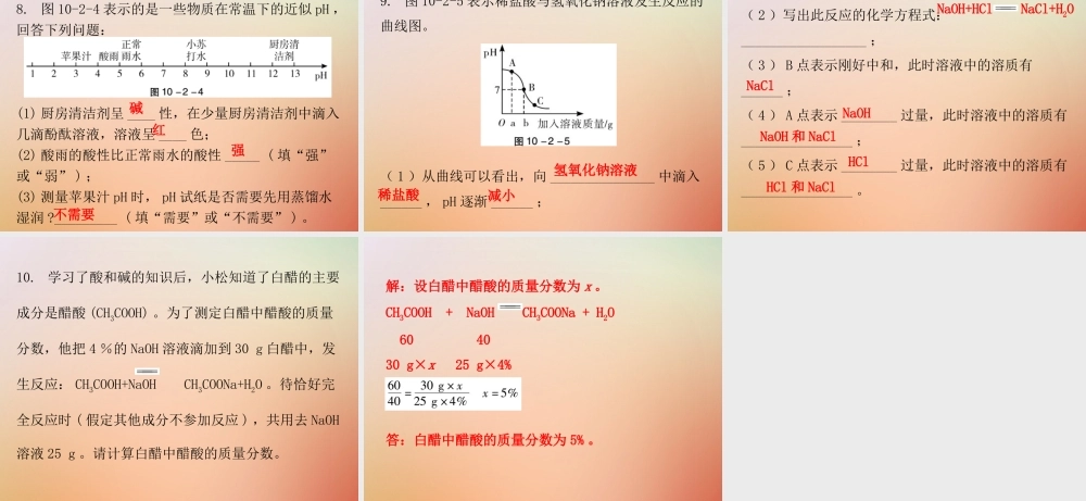 九年级化学下册 第十单元 酸和碱 课题2 酸和碱的中和反应 课时2 溶液酸碱度的表示方法及测定(内文)课件 (新版)新人教版 课件