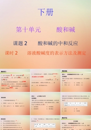 九年级化学下册 第十单元 酸和碱 课题2 酸和碱的中和反应 课时2 溶液酸碱度的表示方法及测定(内文)课件 (新版)新人教版 课件
