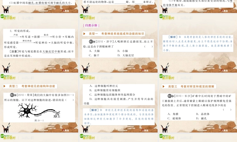 中考生物复习方案 第人体对外界环境的感知课件 人教新课标版 课件