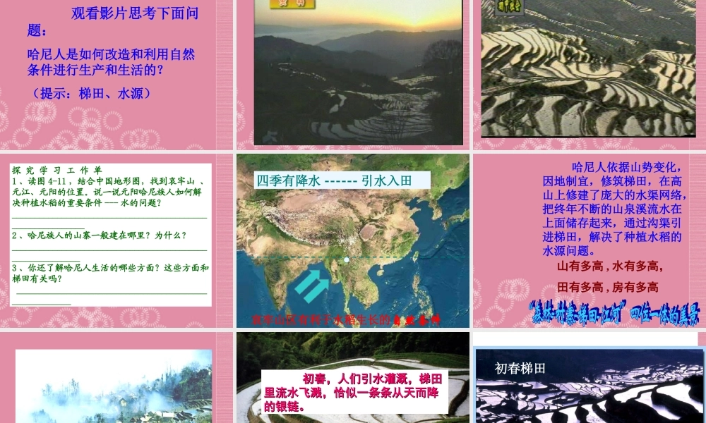 七年级历史与社会上册 第四单元 第二课 第二课时 如画的梯田课件 人教版 课件