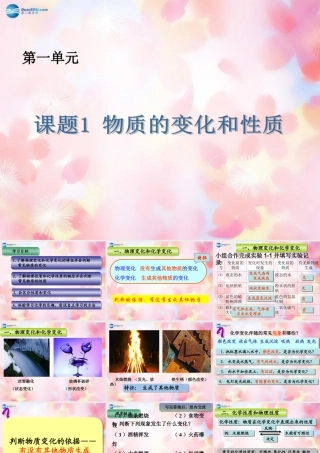 九年级化学上册 第一单元 课题1 物质的变化和性质课件 (新版)新人教版 课件