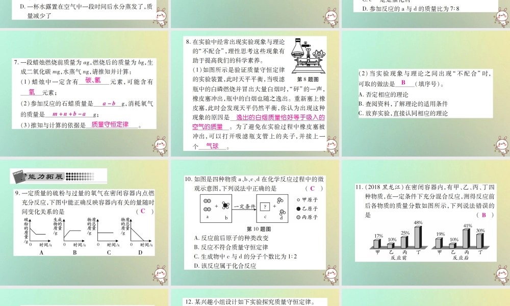 九年级化学上册 第五单元 化学方程式 课题1 质量守恒定律 第1课时 质量守恒定律课件 (新版)新人教版 课件