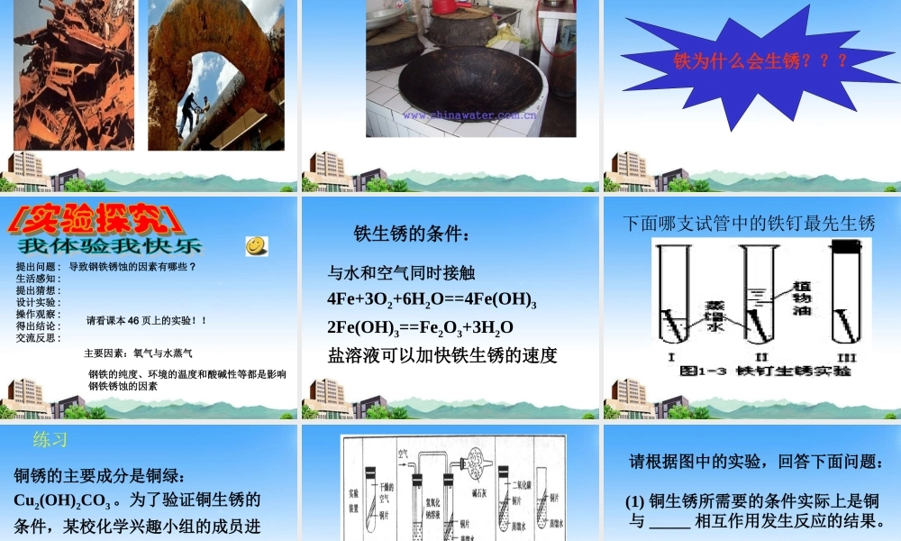九年级化学 金属的锈蚀与保护课件 湘教版 课件