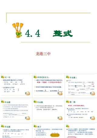 4.4  整式2 浙江省初一数学(上)全部课件整理 浙教版