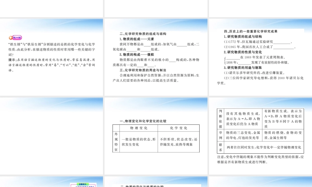 九年级化学上册 12化学研究些什么配套课件 沪教版 课件